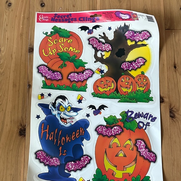 Set of 2! Vintage Halloween decoration window cling secret message 2000 - Picture 1 of 7